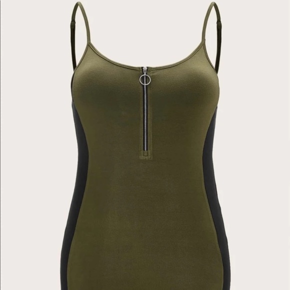 Plus Contras Side HalfZipper PlacketUnitard Romper
